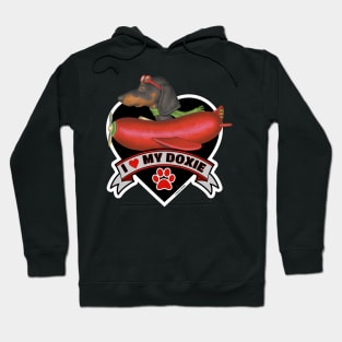 Funny Cute I Love My Doxie Dachshund Dog Heart Design Hoodie